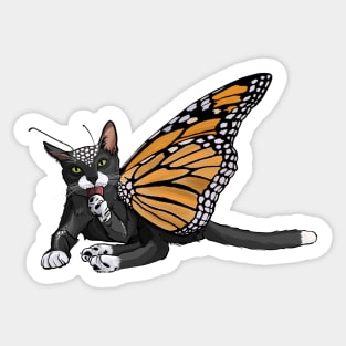 Spotted Black Monarch Flitter Kitty Sticker
